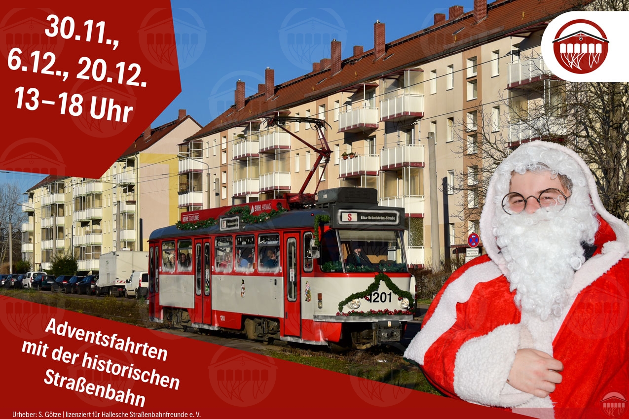 Adventsfahrten mit der historischen Straßenbahn Foto der Adventsstraßenbahn